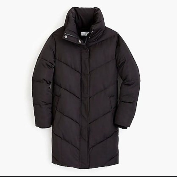 NWT Universal Standard for J. Crew Chevron Black Puffer Coat - Picture 2 of 12